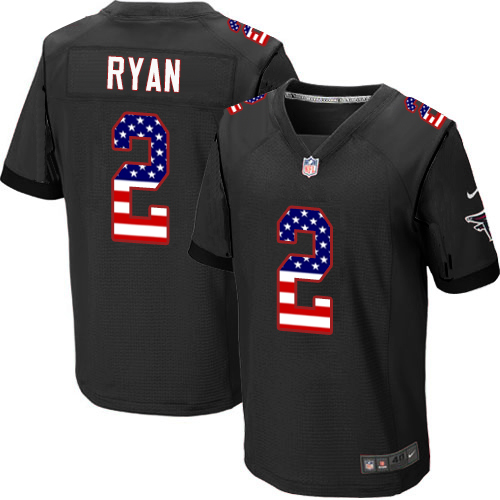 Men's Nike Atlanta Falcons #2 Matt Ryan Elite Black Alternate USA Flag Fashion NFL Jersey