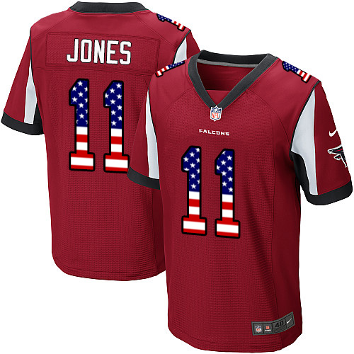 Men's Nike Atlanta Falcons #11 Julio Jones Elite Red Home USA Flag Fashion NFL Jersey