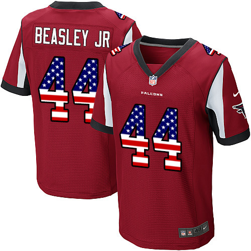 Men's Nike Atlanta Falcons #44 Vic Beasley Elite Red Home USA Flag Fashion NFL Jersey