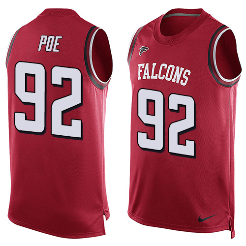 Men's Nike Atlanta Falcons #92 Dontari Poe Limited Red Player Name & Number Tank Top NFL Jersey