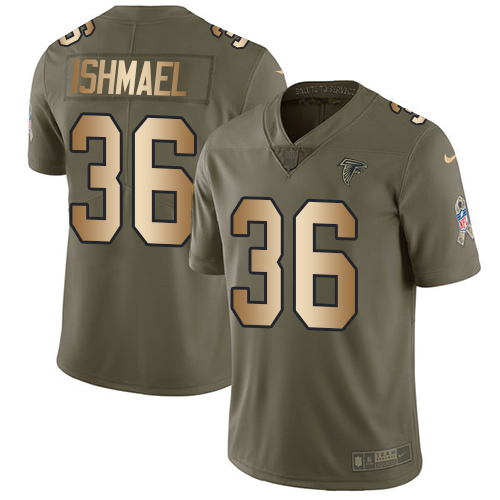 Youth Nike Atlanta Falcons #36 Kemal Ishmael Limited Olive/Gold 2017 Salute to Service NFL Jersey