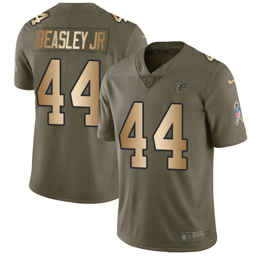 Men's Nike Atlanta Falcons #44 Vic Beasley Limited Olive/Gold 2017 Salute to Service NFL Jersey