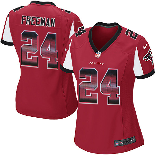 Women's Nike Atlanta Falcons #24 Devonta Freeman Limited Red Strobe NFL Jersey