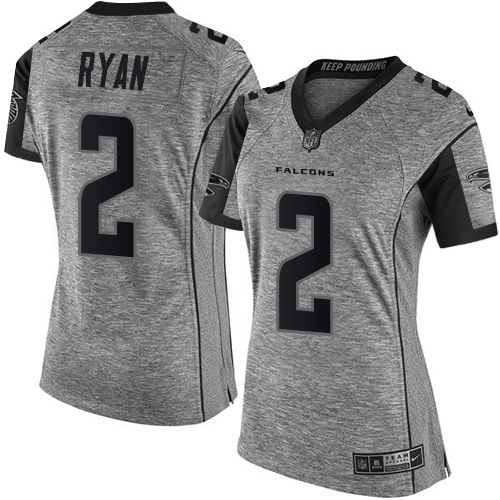 Women's Nike Atlanta Falcons #2 Matt Ryan Limited Gray Gridiron NFL Jersey
