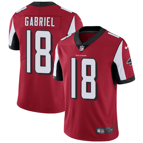 Men's Nike Atlanta Falcons #18 Taylor Gabriel Red Team Color Vapor Untouchable Limited Player NFL Jersey