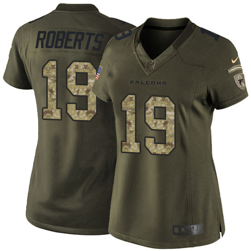 Women's Nike Atlanta Falcons #19 Andre Roberts Limited Green Salute to Service NFL Jersey