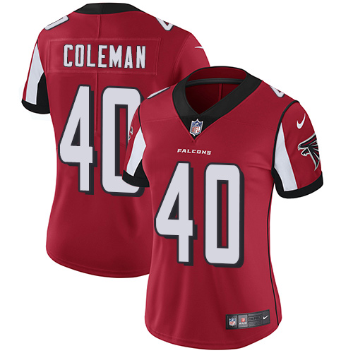 Women's Nike Atlanta Falcons #40 Derrick Coleman Red Team Color Vapor Untouchable Elite Player NFL Jersey