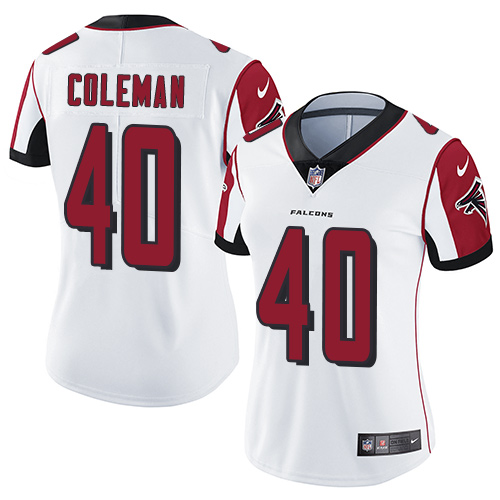 Women's Nike Atlanta Falcons #40 Derrick Coleman White Vapor Untouchable Elite Player NFL Jersey