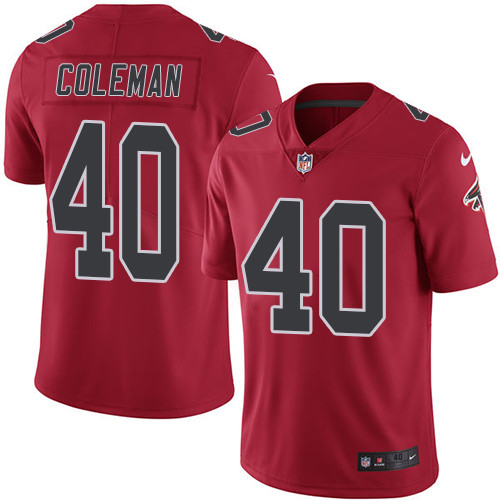 Men's Nike Atlanta Falcons #40 Derrick Coleman Elite Red Rush Vapor Untouchable NFL Jersey