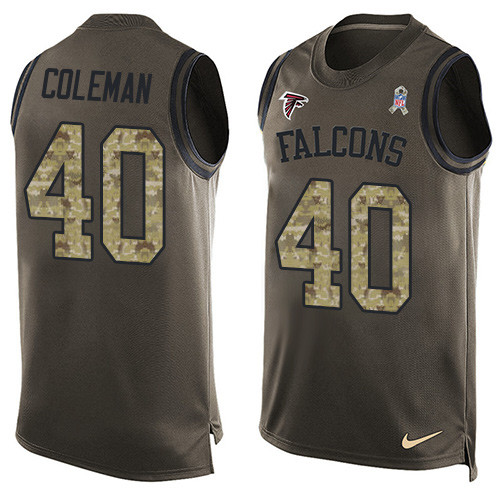 Men's Nike Atlanta Falcons #40 Derrick Coleman Limited Green Salute to Service Tank Top NFL Jersey
