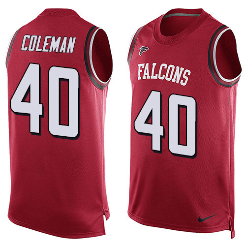 Men's Nike Atlanta Falcons #40 Derrick Coleman Limited Red Player Name & Number Tank Top NFL Jersey