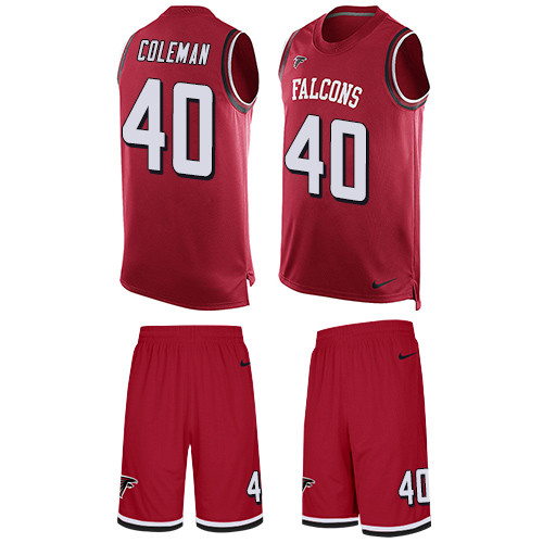 Men's Nike Atlanta Falcons #40 Derrick Coleman Limited Red Tank Top Suit NFL Jersey