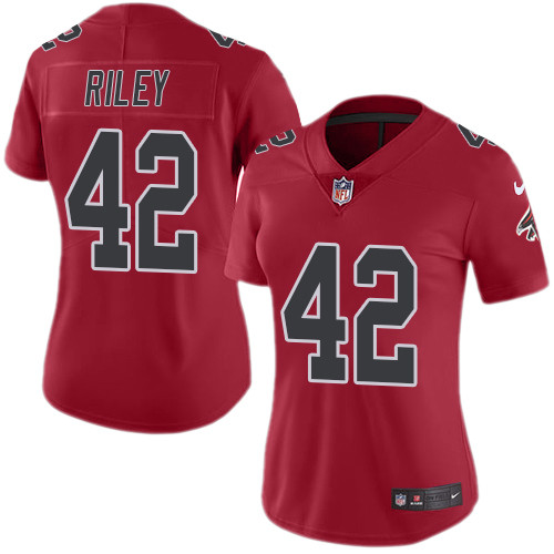Women's Nike Atlanta Falcons #42 Duke Riley Limited Red Rush Vapor Untouchable NFL Jersey