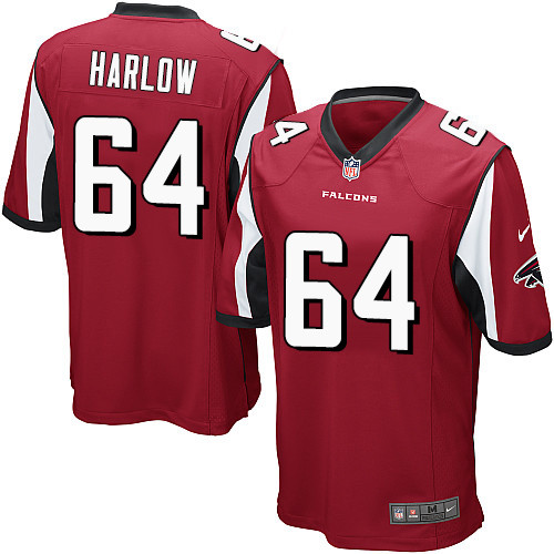 Men's Nike Atlanta Falcons #64 Sean Harlow Game Red Team Color NFL Jersey