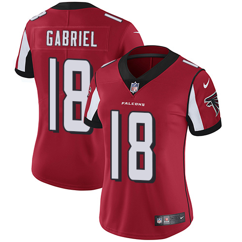 Women's Nike Atlanta Falcons #18 Taylor Gabriel Red Team Color Vapor Untouchable Limited Player NFL Jersey