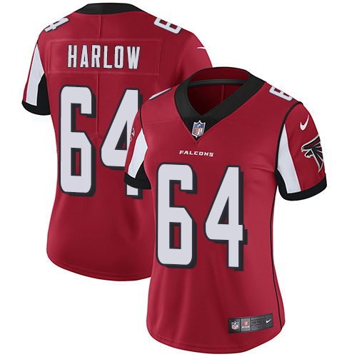 Women's Nike Atlanta Falcons #64 Sean Harlow Red Team Color Vapor Untouchable Limited Player NFL Jersey