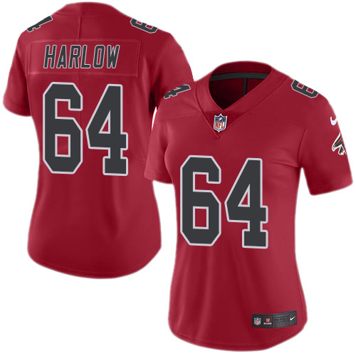 Women's Nike Atlanta Falcons #64 Sean Harlow Limited Red Rush Vapor Untouchable NFL Jersey