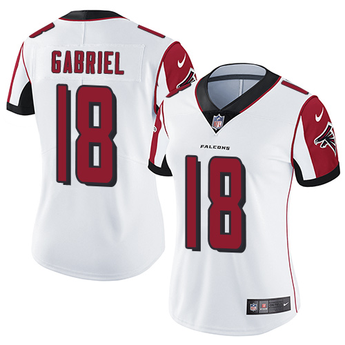 Women's Nike Atlanta Falcons #18 Taylor Gabriel White Vapor Untouchable Limited Player NFL Jersey