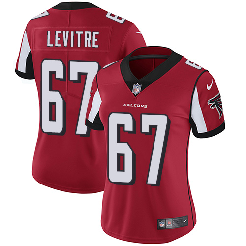 Women's Nike Atlanta Falcons #67 Andy Levitre Red Team Color Vapor Untouchable Elite Player NFL Jersey