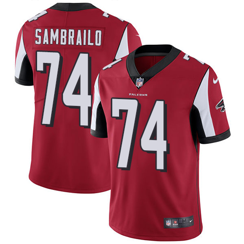 Men's Nike Atlanta Falcons #74 Ty Sambrailo Red Team Color Vapor Untouchable Limited Player NFL Jersey