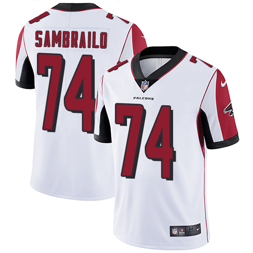 Men's Nike Atlanta Falcons #74 Ty Sambrailo White Vapor Untouchable Limited Player NFL Jersey