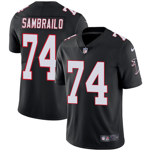 Men's Nike Atlanta Falcons #74 Ty Sambrailo Black Alternate Vapor Untouchable Limited Player NFL Jersey