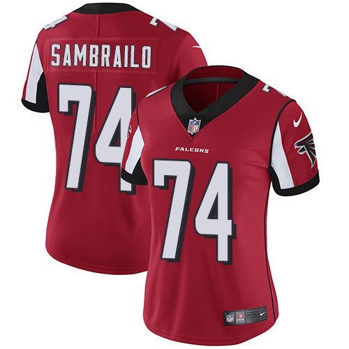 Women's Nike Atlanta Falcons #74 Ty Sambrailo Red Team Color Vapor Untouchable Limited Player NFL Jersey