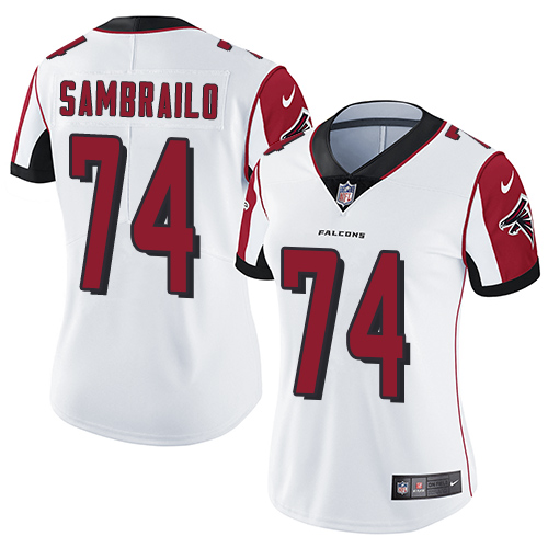 Women's Nike Atlanta Falcons #74 Ty Sambrailo White Vapor Untouchable Elite Player NFL Jersey
