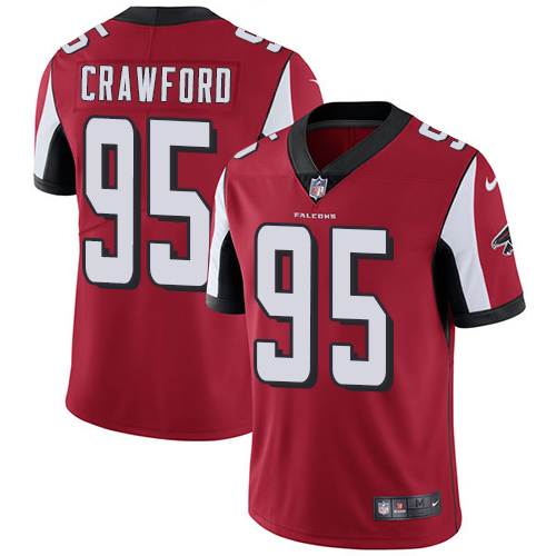 Men's Nike Atlanta Falcons #95 Jack Crawford Red Team Color Vapor Untouchable Limited Player NFL Jersey