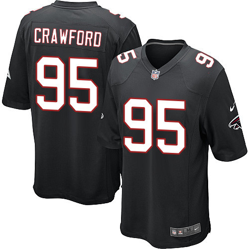 Men's Nike Atlanta Falcons #95 Jack Crawford Game Black Alternate NFL Jersey