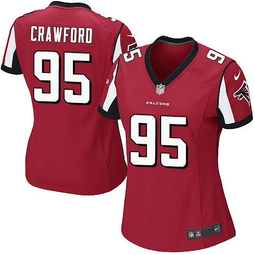 Women's Nike Atlanta Falcons #95 Jack Crawford Game Red Team Color NFL Jersey