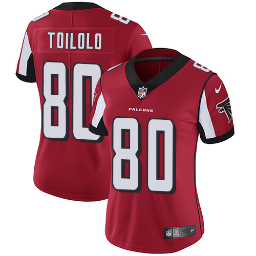 Women's Nike Atlanta Falcons #80 Levine Toilolo Red Team Color Vapor Untouchable Elite Player NFL Jersey