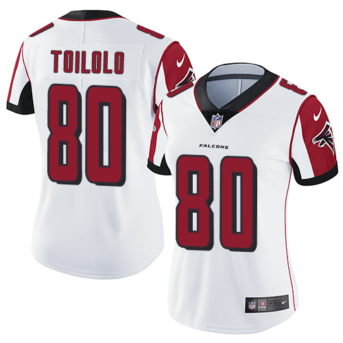Women's Nike Atlanta Falcons #80 Levine Toilolo White Vapor Untouchable Elite Player NFL Jersey
