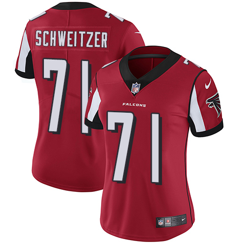 Women's Nike Atlanta Falcons #71 Wes Schweitzer Red Team Color Vapor Untouchable Limited Player NFL Jersey