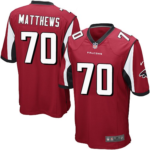 Men's Nike Atlanta Falcons #70 Jake Matthews Game Red Team Color NFL Jersey