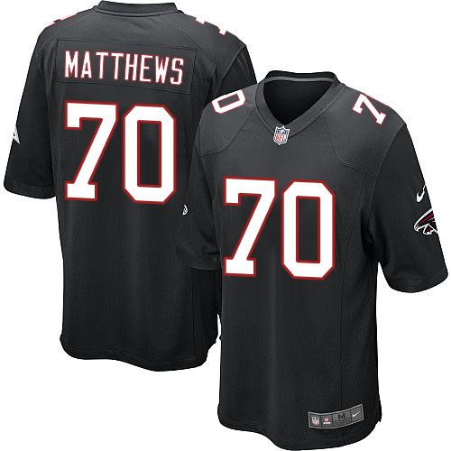 Men's Nike Atlanta Falcons #70 Jake Matthews Game Black Alternate NFL Jersey