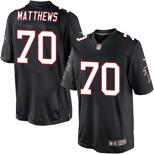 Youth Nike Atlanta Falcons #70 Jake Matthews Black Alternate Vapor Untouchable Elite Player NFL Jersey