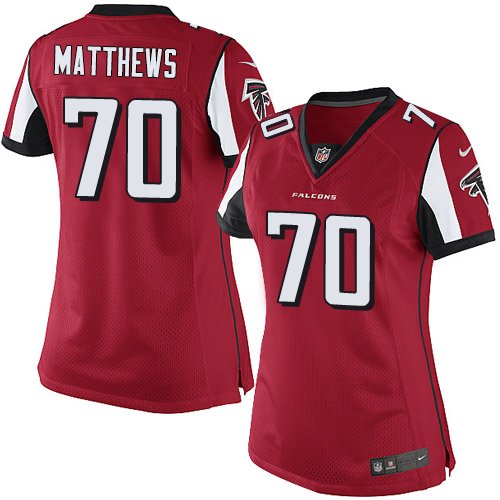 Women's Nike Atlanta Falcons #70 Jake Matthews Red Team Color Vapor Untouchable Elite Player NFL Jersey