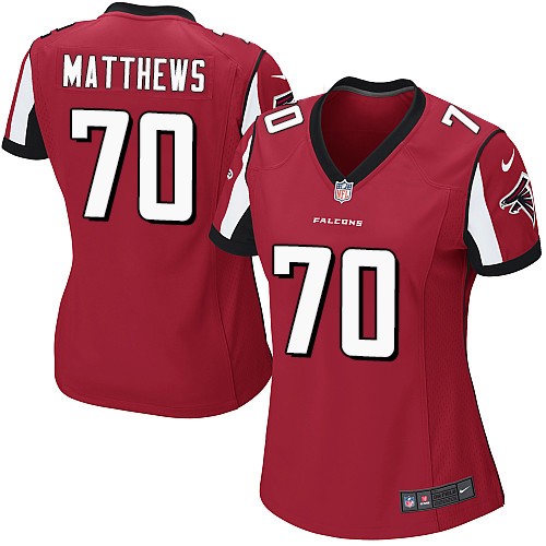 Women's Nike Atlanta Falcons #70 Jake Matthews Game Red Team Color NFL Jersey