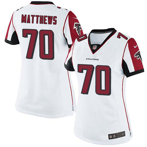 Women's Nike Atlanta Falcons #70 Jake Matthews White Vapor Untouchable Elite Player NFL Jersey