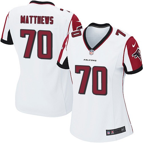 Women's Nike Atlanta Falcons #70 Jake Matthews Game White NFL Jersey