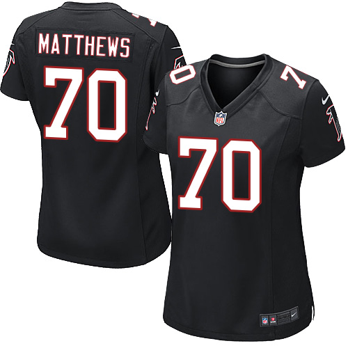 Women's Nike Atlanta Falcons #70 Jake Matthews Black Alternate Vapor Untouchable Elite Player NFL Jersey