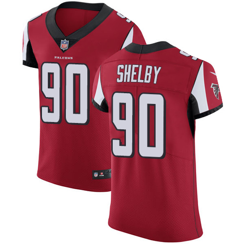 Men's Nike Atlanta Falcons #90 Derrick Shelby Red Team Color Vapor Untouchable Elite Player NFL Jersey