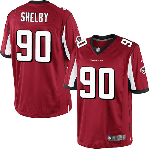 Men's Nike Atlanta Falcons #90 Derrick Shelby Red Team Color Vapor Untouchable Limited Player NFL Jersey