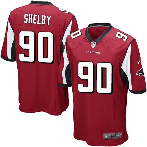 Men's Nike Atlanta Falcons #90 Derrick Shelby Game Red Team Color NFL Jersey