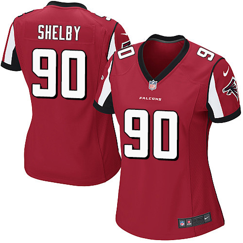 Women's Nike Atlanta Falcons #90 Derrick Shelby Game Red Team Color NFL Jersey