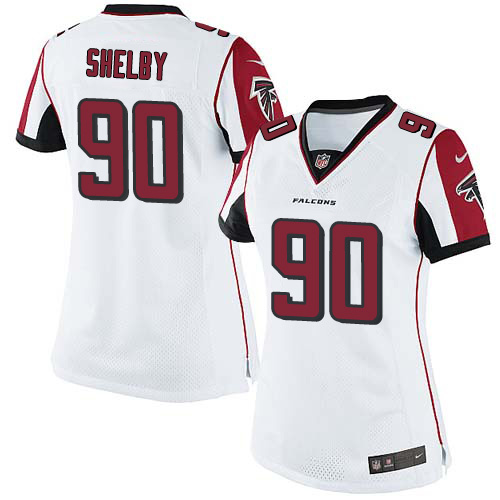 Women's Nike Atlanta Falcons #90 Derrick Shelby White Vapor Untouchable Elite Player NFL Jersey