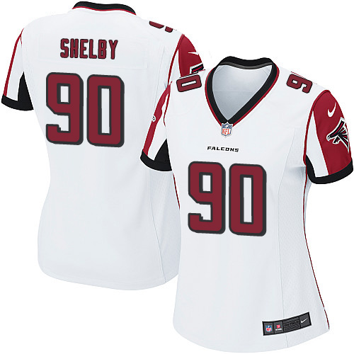 Women's Nike Atlanta Falcons #90 Derrick Shelby Game White NFL Jersey