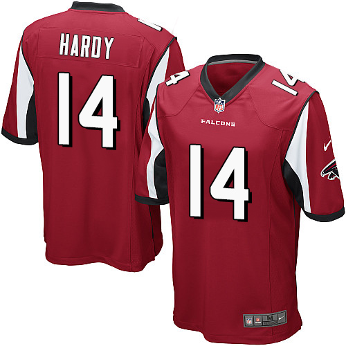 Men's Nike Atlanta Falcons #14 Justin Hardy Game Red Team Color NFL Jersey