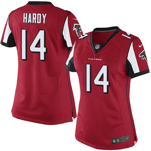 Women's Nike Atlanta Falcons #14 Justin Hardy Red Team Color Vapor Untouchable Elite Player NFL Jersey